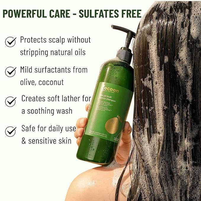 Cocoon Pomelo Shampoo & Conditioner Bundle - Anti Hair Loss, Natural, Sulfate free | For Thinning, Damaged, Color Treated Hair | Reduce Fall & Soften Strands (10.5 fl oz each)