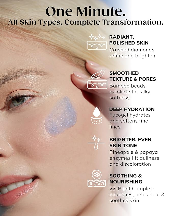 KAPLAN MD Diamond Contour Supercharged 1 Minute Daily Facial - Anti-Aging Serum for Face with Exfoliating Crushed Diamonds & Fruit Enzymes - Radiant & Smooth Skin for Women of All Ages - 6.0 fl oz