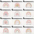 Hillban 36 Pcs Rainbow Cosmetic Bags for Women Inspirational Cute Canvas Makeup Bags Bulk Motivational Travel Cosmetic Pouch Beautiful Gifts for Teacher, 12 Styles