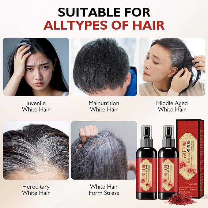 Saffron Hair Spray, Saffron Essence Spray for Hair Care, Nourishing Hair Care, Anti-Loss Root Strengthening, Improve Dryness and Frizz, Leaving Hairs Shiny Non-Frizzy (3 PCS)