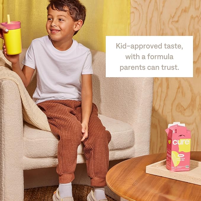 Cure Hydration - Kids Electrolyte Drink Mix | Plant-Based Pediatrician Formulated Rehydration | No Added Sugar, FSA-HSA, Non-GMO, Gluten-Free, No Artificial Flavors | 14 Packets - Pink Lemonade