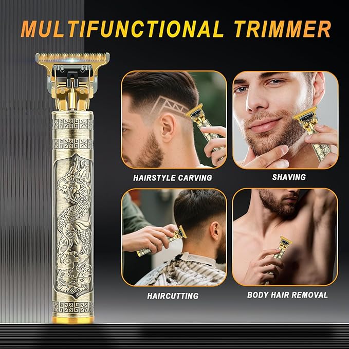 Professional Hair Trimmer for Men, Beard Trimmer Hair Clippers for Men, Hair Clippers with 4 Limit Combs, Cordless Rechargeable Hair Trimmer Metal Body Cutting Grooming Kit