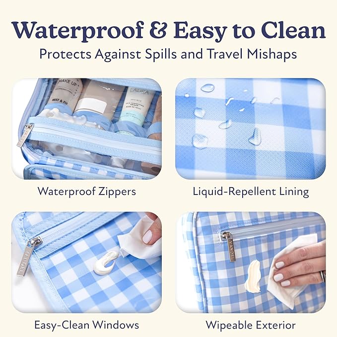 VANDEL Waterproof Hanging Toiletry Bag for Travelling, Hanging Makeup Bag, Cosmetic Travel Bags for Women Travel Toiletry Bags, Makeup Case Toiletries Organizer Hygiene Bathroom Shower Caddy
