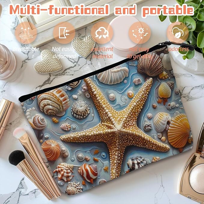 Cosmetic Bags Travel Makeup Toilet Case Waterproof Pouch for Women Girls 6.7X9.45inches - The Enchanting Allure of Marine Treasures