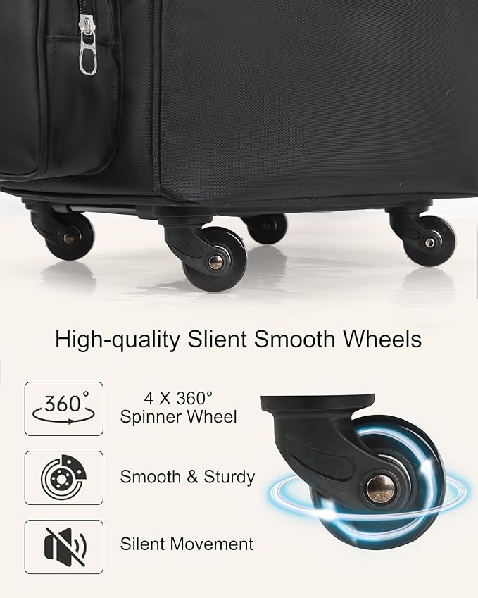 Relavel Rolling Makeup Train Case with Large Makeup Case, Hairstylist Traveling Bags with 5 Small Clear Bags, Cosmetology Case on Wheels, Hair Tools and Cosmetics Storage Organizer Trolley Suitcase