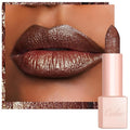 Oulac Shimmer Brown Lipstick, Infinity High Shine Finish, Hydrating Lip Color Infused with Damask Rose Oil for All-Day Comfort, Gluten-Free Vegan Beauty, D06 Brown Diamond