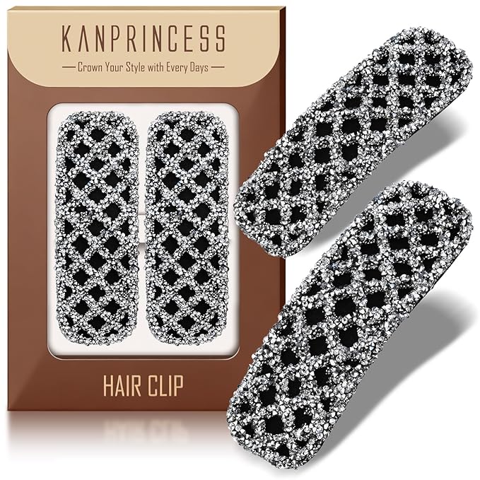 Rhinestone and Crystal Hair Clips 2-Pack, Sparkly Barrettes & Elegant Bling Accessories for Women & Girls(Set20)