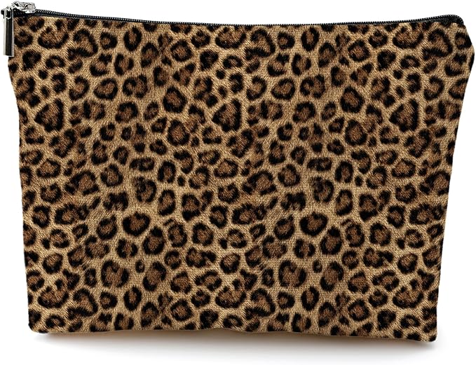 DILSJ Trendy Retro Leopard Print Makeup Bag, Rustic Cheetah Cosmetic Bags For Women, Leopard Gifts For Women, Cheetah Print Gifts Zipper Makeup Pouch Travel Organizer Toiletry Bag