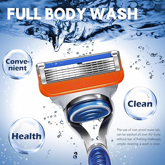 16 PCS Razor Blade Shaving Razor Blade Refills for Fusion 5, a More Comfortable Shave for Men, Orange New Version