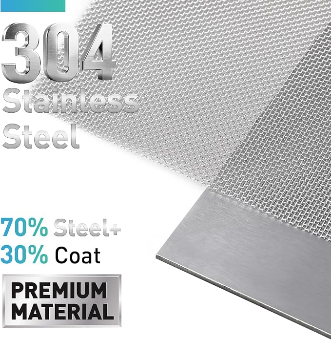 304 Stainless Steel Mesh Window Screen Roll, 35IN x 16FT Silver Metal Window - Image 2