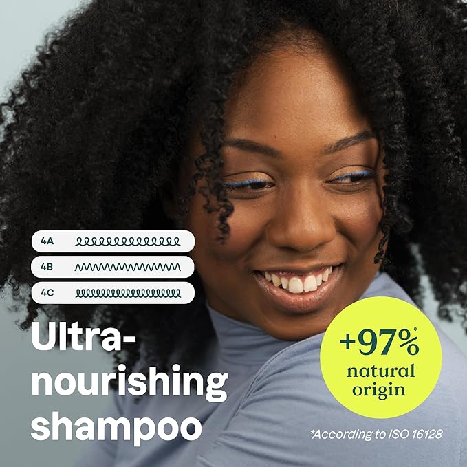 ATTITUDE Ultra-Nourishing Shampoo for Curly Hair with Shea Butter, EWG Verified, Vegan and Naturally Derived 4a, 4b, 4c Curl Type, Deeply Nourishes Curls, 16 Fl Oz