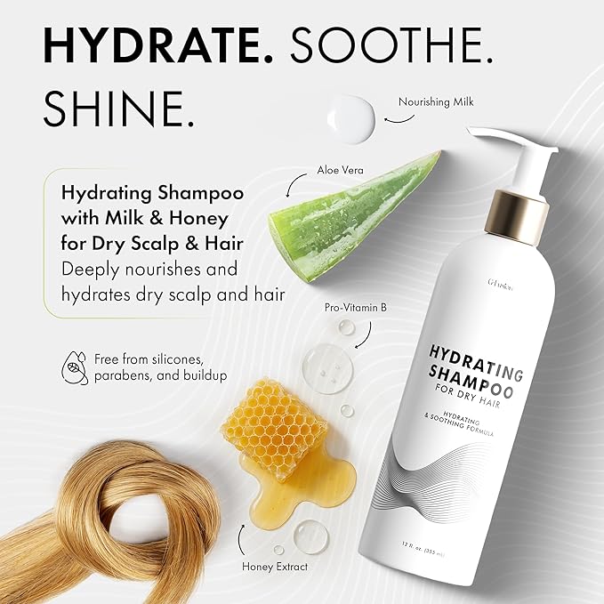 G-Fusion Hydrating Shampoo for Dry Hair – Honey & Aloe Moisture Boost for Deep Hydration & Silky Shine – Professional Moisturizing & Smoothing Formula with Sulfate-Balance Cleanse. 12 Fl Oz (355 ML)
