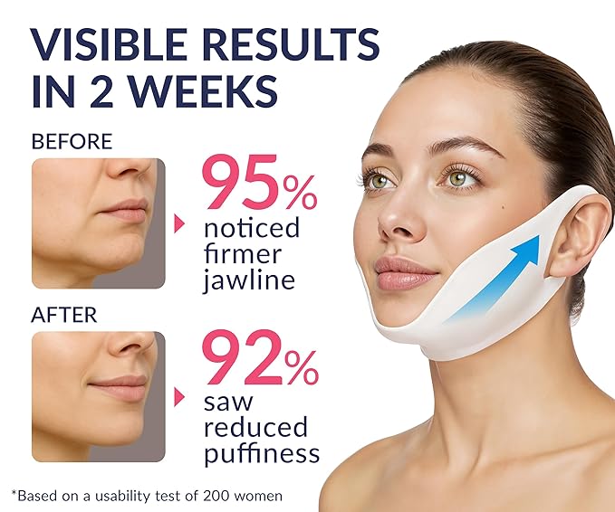 Stylia V Line Lifting Collagen Mask - Lift, Firm & Contour Jawline - Tightening Double Chin Strap with Hyaluronic Acid & Aloe - Neck Lift & Face Tightening Mask - Jawline Shaper Face Lift Tape (2PC)
