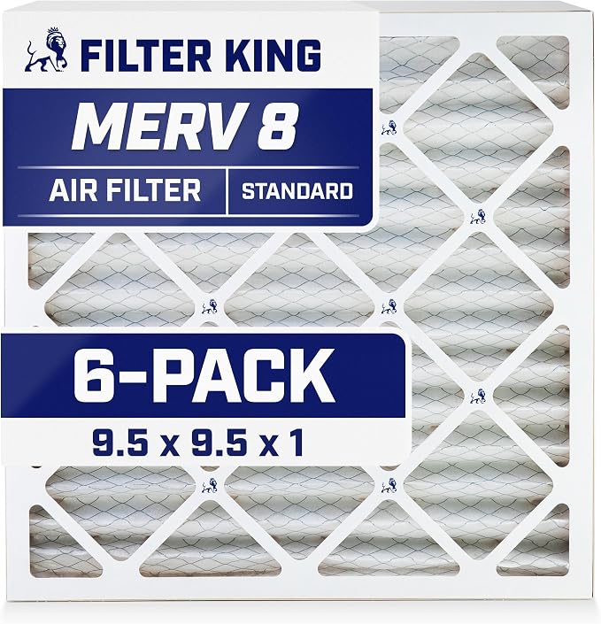 Filter King 9.5x9.5x1 Air Filter | 6-PACK | MERV 8 HVAC Pleated A/C Furnace by FilterKing