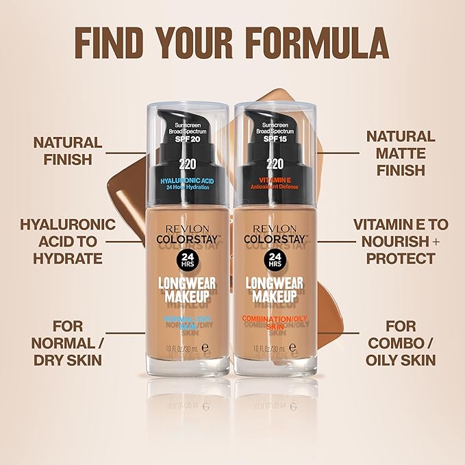 Revlon Liquid Foundation, ColorStay Face Makeup for Combination & Oily Skin, SPF 15, Medium-Full Coverage with Matte Finish, 150 Buff, 1 Fl Oz