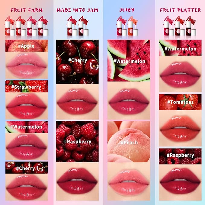 bayfree Lip Tint Stain, Long Lasting Korean Lip Stain Set, Non-sticky Waterproof Lightweight Lip and Cheek Tint, Moisturizing High Pigment Water Tint, Matte Finish Lip Tint