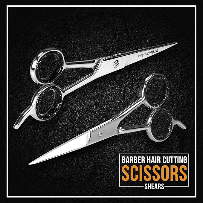 Utopia Care Hair Cutting and Professional Hairdressing Scissors 6.5 Inch, Premium Stainless Steel Shears with Smooth Razor and Sharp Edge Blades for Salons, Men, Women and Kids, Silver