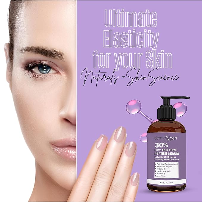Lift & Firm 30% Peptide Serum for Face – Anti-Aging Serum with Vitamin C, E, Matrixyl 3000, Aloe Vera & Hyaluronic Acid – Multi-Peptide Formula to Lift, Firm & Rejuvenate Skin (8 fl oz)