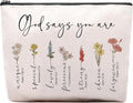 God Says You Are Makeup Bag, Christian Gifts for Women Cosmetic Bag, Bible Verse Floral Bible Verse Accessories Stuff for Women, Religious Faith Based Gifts Inspirational Affirmations Cosmetic Bag
