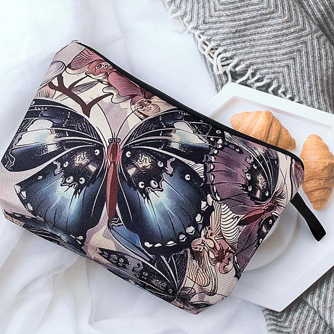 Cute Animal Lovers Gifts Butterfly Cosmetic Bag Makeup Pouch with Zipper (butterfly)
