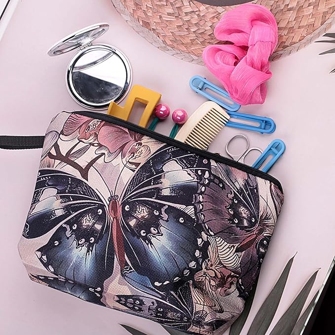 Cute Animal Lovers Gifts Butterfly Cosmetic Bag Makeup Pouch with Zipper (butterfly)