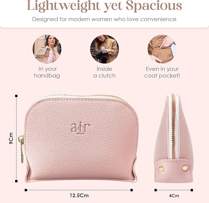 Small Makeup Bag For Purse - Elegant & Compact Cosmetic Pouch For On-The-Go Beauty - Travel Essentials (Gray) - (Pink)