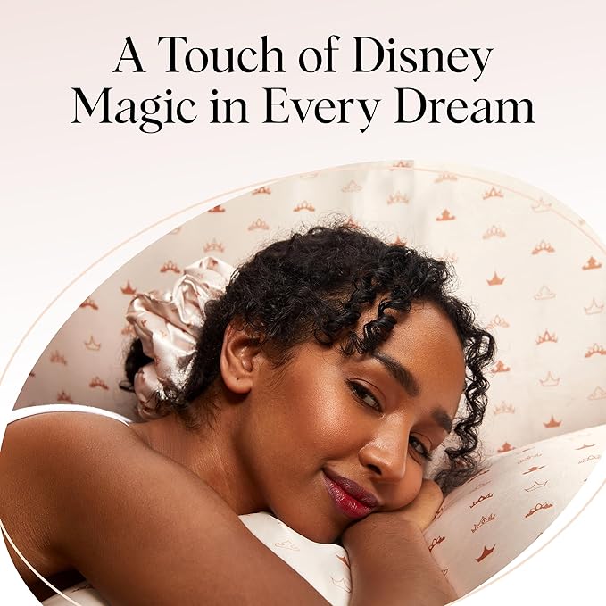 Kitsch & Disney Desert Crown Satin Pillowcase with Zipper for Hair & Skin, Softer Than Silk Pillow Cases Queen, Wrinkle-Free, Smooth and Cooling Satin Pillow Covers, Queen/Standard Size (19"x26")
