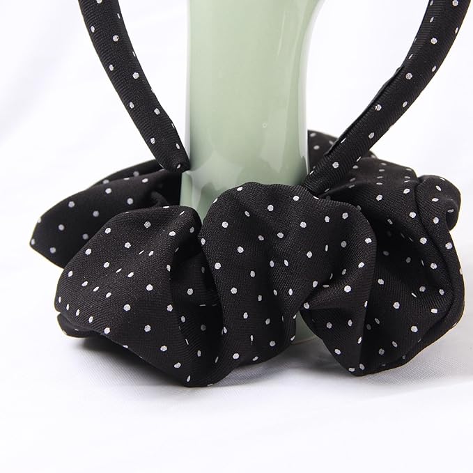 Headband and Scrunchie Set for Women 2Pack Hair Ties for Girls Elastics Bands Ponytail Holder Hair Accessories Black Dot
