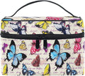 Makeup Bag, Vintage Butterfly Hand Written Text Travel Makeup Organizer Bag Cosmetic Cases Toiletry Bags for Girl Women Ladies