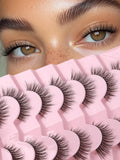 Eyelashes Natural Cat Eye Lashes 16mm Flase Eyelashes Flared Strip Lashes Fluffy False Lashes That Look Like Extensions C Curl Wispy Lashes Siligli Soft Lashes Pack 7 Pair