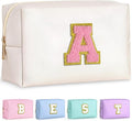 TOPEAST Makeup Bag for Women Teen Girls - Birthday Gifts for 7 8 9 10 11 12 Year Old Girls, Cosmetic Bag Initial Toiletry Pouch (White A)
