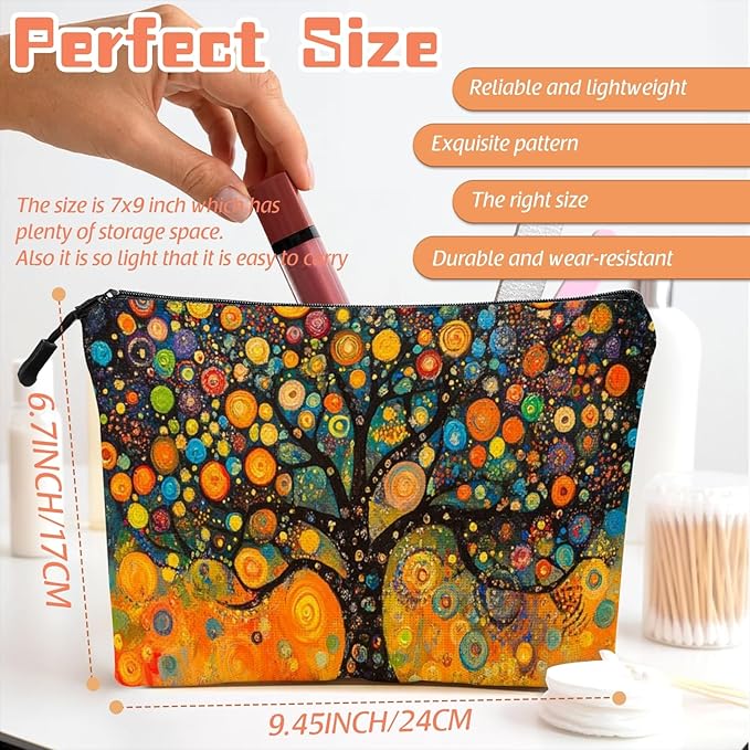 Cosmetic Bags Travel Makeup Toilet Case Waterproof Pouch for Women Girls 6.7X9.45inches - Whimsical Chromatic Arbor
