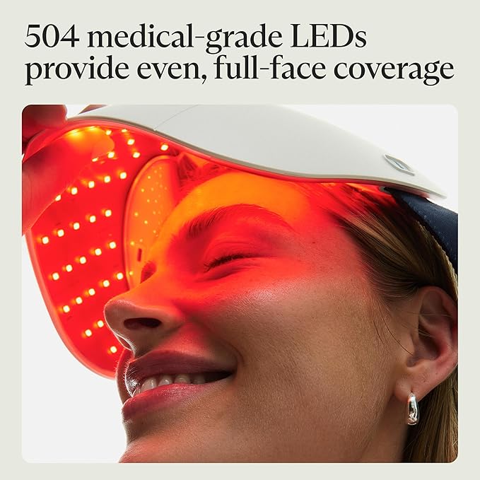 TheraFace Therabody Mask Glo - Cordless LED Skincare Face Mask with Red/Blue/Infrared Light & Relaxing Scalp Massage for Glowing, Healthier-Looking Skin - FDA Cleared