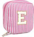 LETGO Personalized Birthday Gifts for Women Teacher, Initial Cute Pink Cosmetic Makeup Bag Pouch Case Travel Toiletry Make Up Bag for Women Friends Female Friendship Girlfriend Wife Gifts Idea