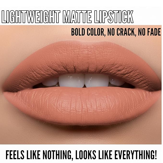 Mynena Nude Peach Long Lasting Lipstick for Women Waterproof & Transfer-Proof | Hydrating with Shea Butter | Bold Pigment Matte Color Lip Stain | Talc-Free & Vegan Product that Performs | Avani