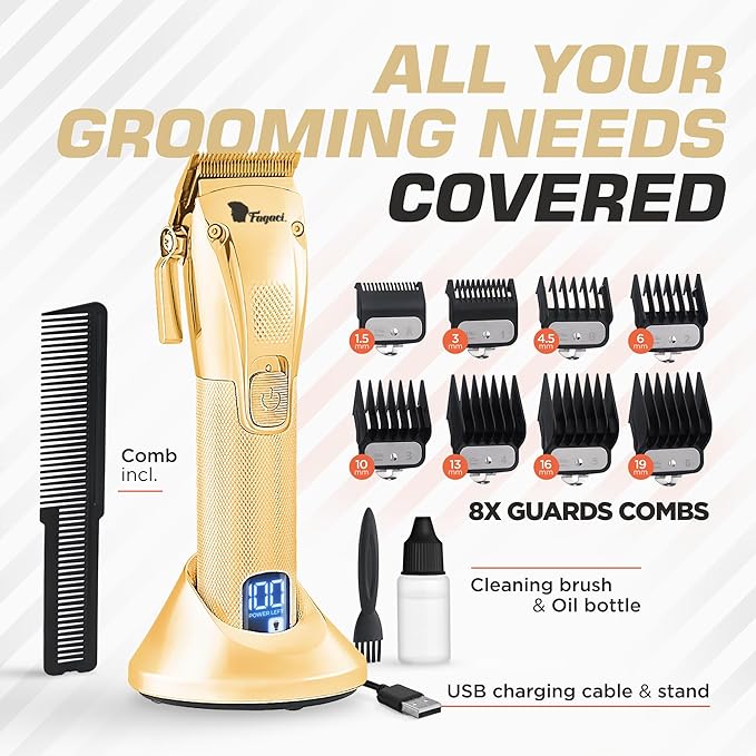 Fagaci Hair Clippers for Men Professional with Precise Cutting, Turbo Power Professional Barber Clippers Cordless, Powerful Motor Fade Mens Hair Clipper Set, Precision Blades Haircut Machine Kit