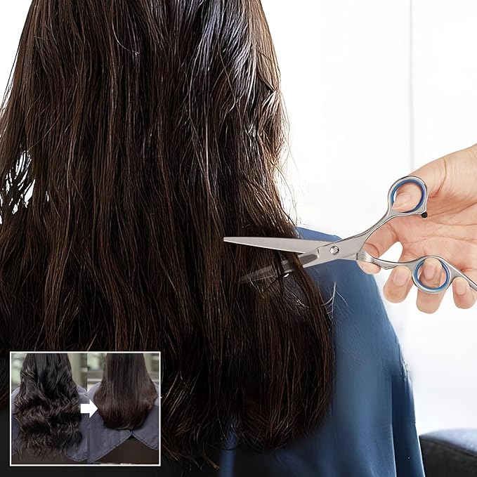 Hair Cutting Scissors,6.5 Inch Professional Stainless Steel Barber Haircut Shears Razor,Sharp Blades,One Comb Included, For Salon Home Men Women Adults Kids Pet (Silver)