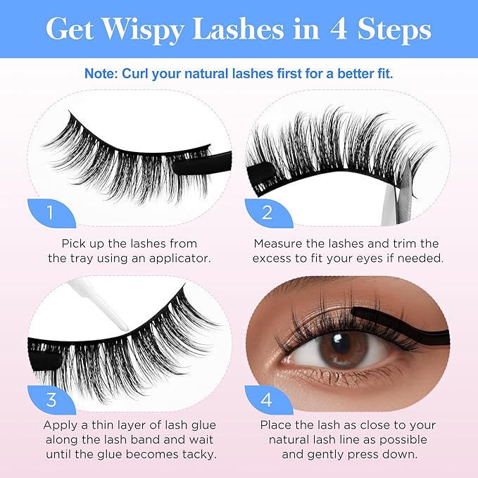 Lashes Natural Look False Eyelashes - Bepholan Fake Eyelashes 3D Super Fluffy False Lashes Black Band Wispy Lashes 3-Pack Faux Mink Lashes,XMZ21-3
