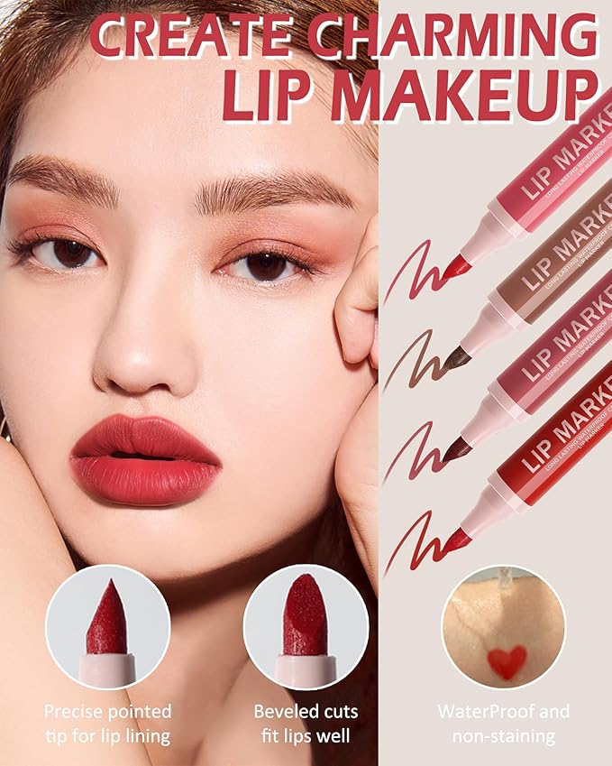 Lip Stain Makeup Pen-1Pcs Berry Pink Hydrating Lip Stain Liquid Lip Liner Pencil, Matte Color Look, Longlasting Waterproof Smudgeproof Natural Finish,Precise Chisel Tip Smooth,Makeup Gift for Women-01