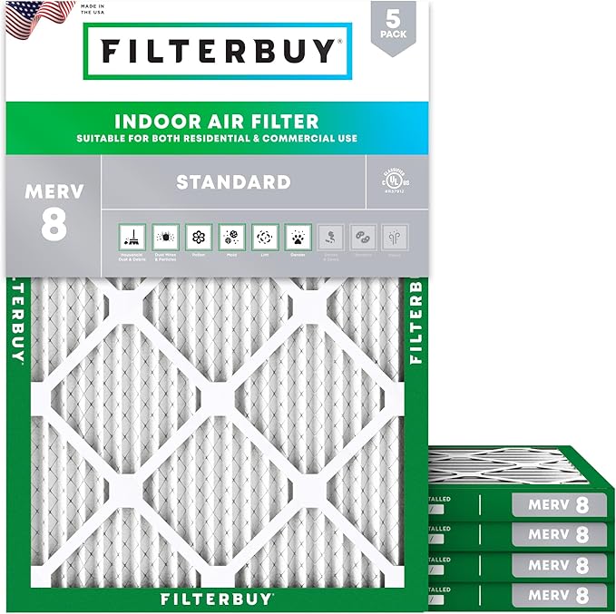 Filterbuy 24x28x1 Air Filter MERV 8 Essential Dust & Allergy Defense, by Filterbuy