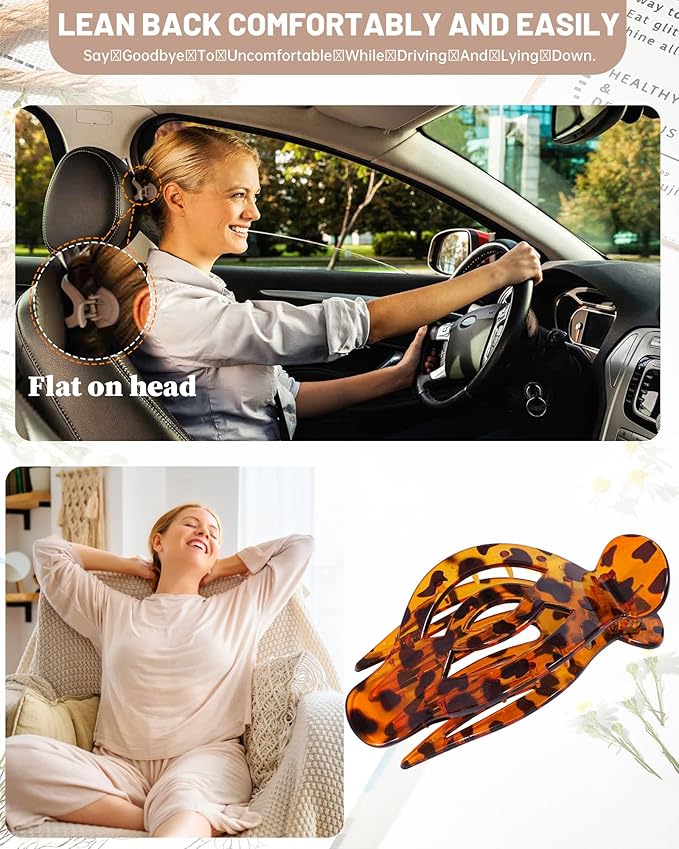 AWAYTR 6Pcs Upgrade Large Flat Hair Claw Clips for Women Girls, 5" Non-slip Duckbill Hair Clips for Long, Thick, Thin Hair, Comfortable for Driving & Lying Down (Glossy (Leopard Print))