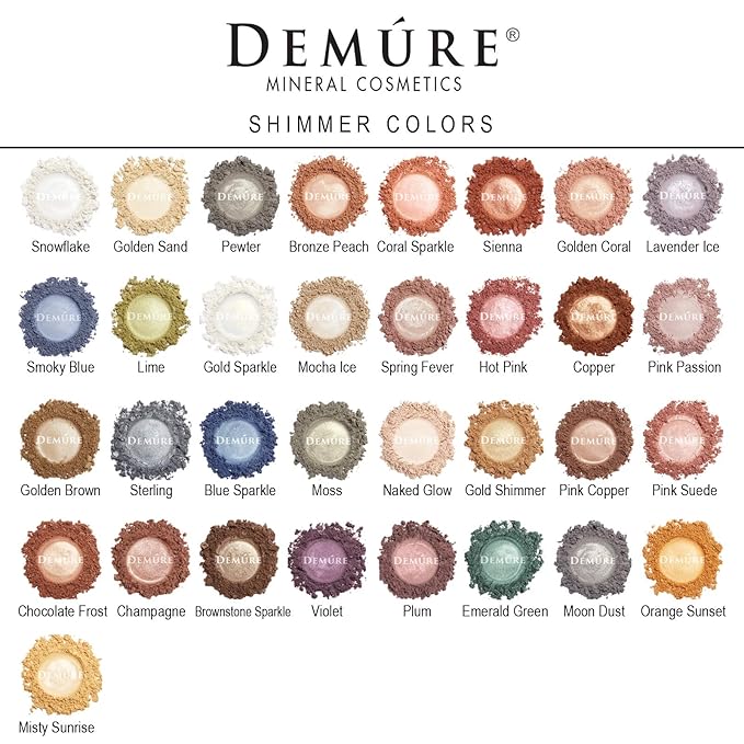 Demure Mineral Make Up (Coral Sparkle) Eye Shadow, Shimmer Eyeshadow, Loose Powder, Glitter Eyeshadow, Eye Makeup, Professional Makeup
