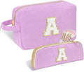 Personalized Initial Makeup Bag Trendy Stuff Corduroy Cosmetic Bag Travel Toiletry Bag for Women, Christmas/Thanksgiving/Halloween Gifts Makeup Organizer Case for Teen Girls Mom Girlfriend Wife.
