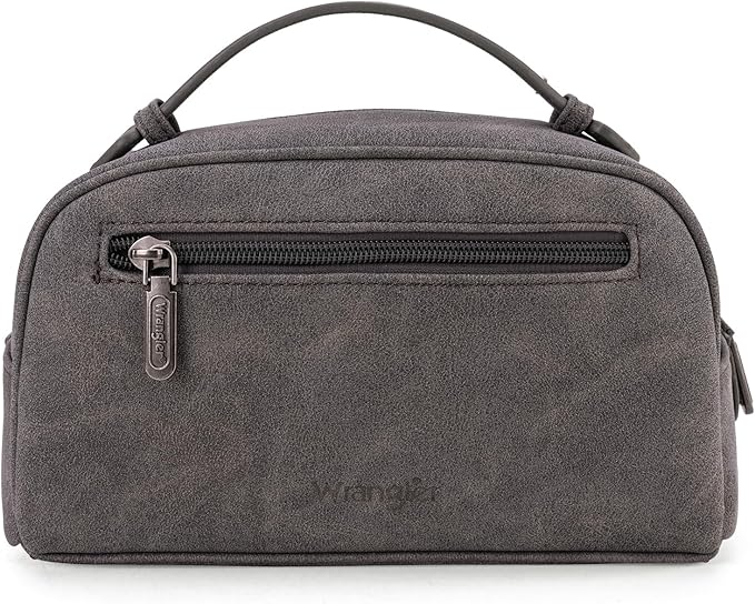 Montana West Wrangler Makeup Bag for Women Small Cosmetic Toiletry Bags Western Make Up Pouch Durable Cute Travel Purse, Grey