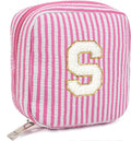 LETGO Personalized Initial Makeup Bag Pink Cosmetic Bag Travel Toiletry Bag Girlfriend Teacher Gifts Makeup Bag for Women Girlfriend Sister Wife Grandma Daughter Gifts