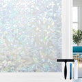 Volcanics Rainbow Window Privacy Film with Installation Tools, Decorative Stained Glass Window Film, Static Cling Heat Control Window Tinting Film Stickers, Grayish Silver, 23.6 x 78.7 inches