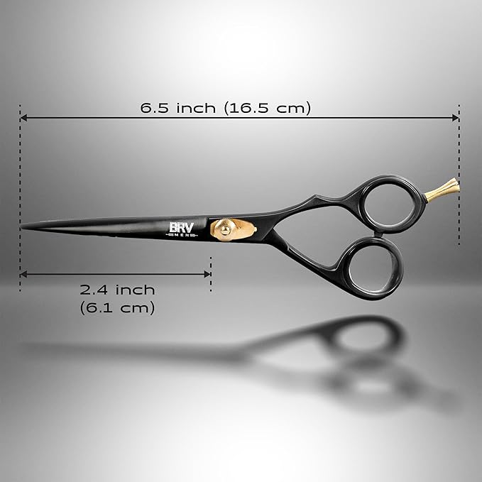 Razor Sharp Hair Scissors - 6.5" - Hammer Forged & Hand Sharpened - 100% Stainless Steel - RIGHT HANDED (Black)