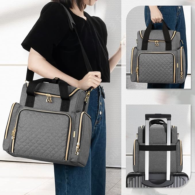 LUXJA Travel Makeup Bag with 2 Removable Cases, Cosmetic Bag with Multiple Storage Sections (Patent Pending), Gray