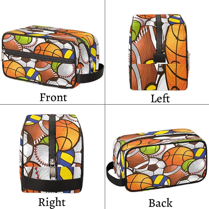 Sport Baseball Portable Travel Toiletry Bag, Volleyball Soccer Ball Cosmetic Organizer Makeup Bag Shower Shaving Bag for Men Women