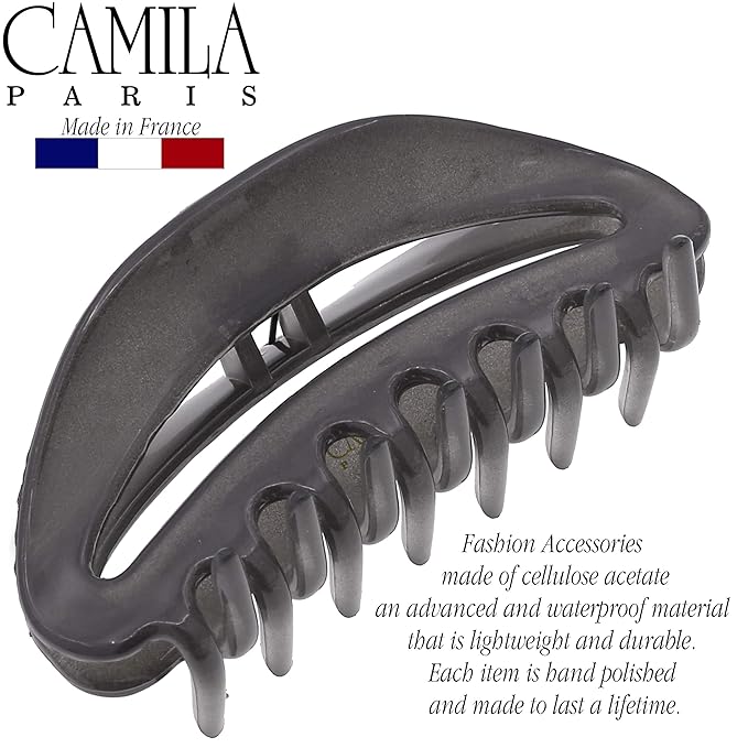 Camila Paris CP3124 French Hair Clip for Women, Gray, Girls Hair Claw Clip Jaw Fashion Durable and Styling Hair Accessories for Women, Luxury Ladies Strong Hold No Slip Grip Clamp, Made in France
